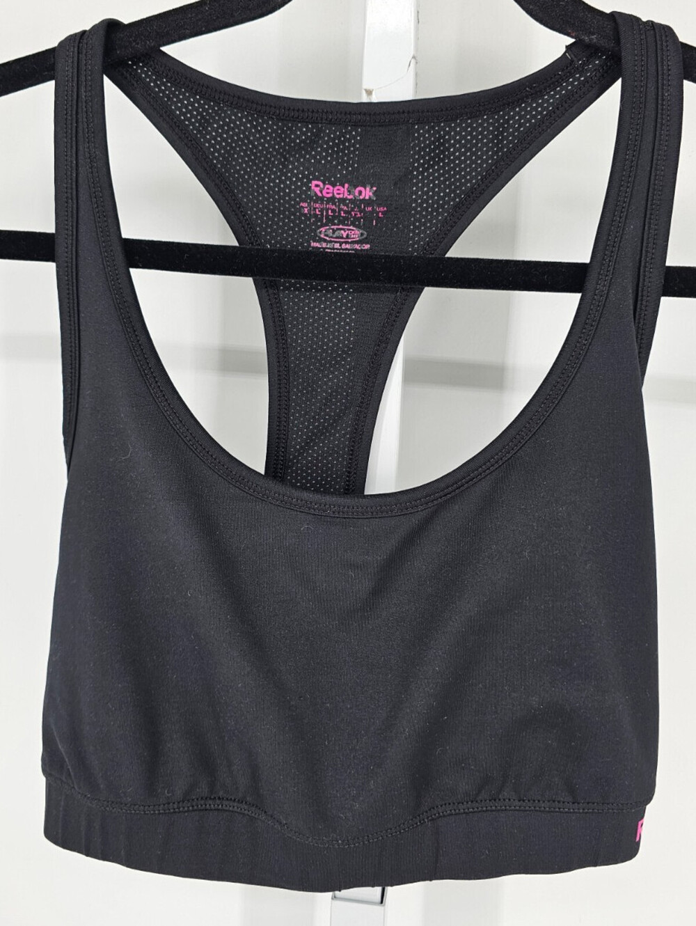 Reebok Womens Sz L Classic Racerback Sports Bra Solid Black